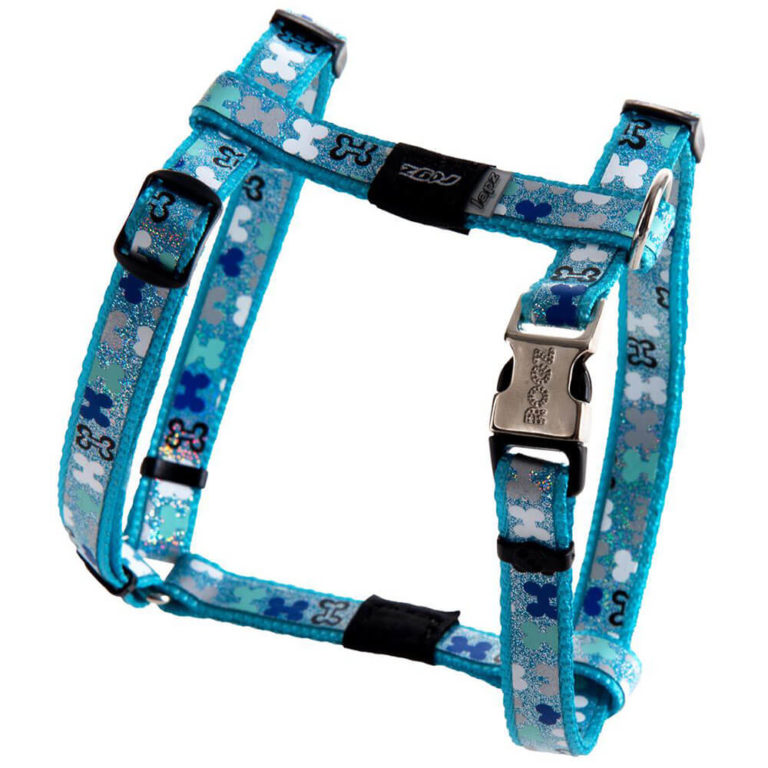 Rogz Lapz Trendy Adjustable Dog HHarness Black Bones Online Pet Store