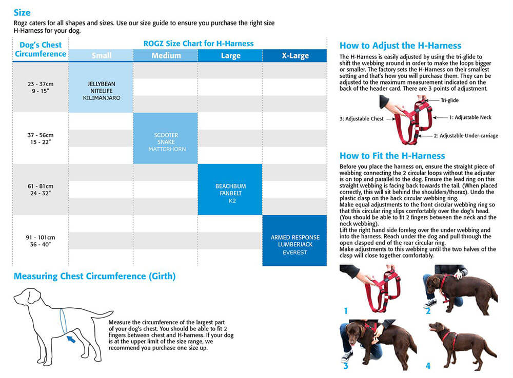 H-Harness Sizing Guide