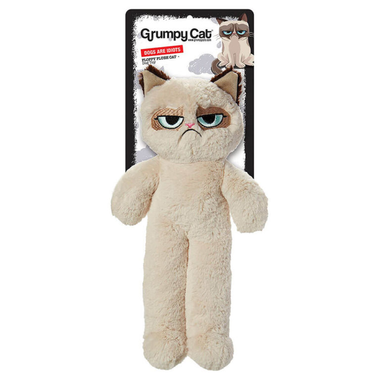 Rosewood Grumpy Cat Floppy Plush Cat Dog Toy Pet Spaza